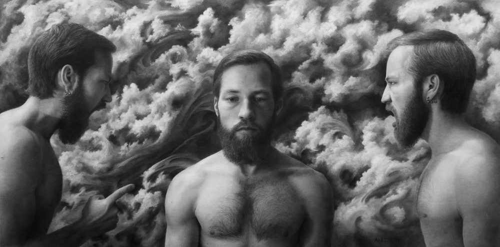 Inner Critic, Self Portrait, 2022, Graphite on Illustration Board